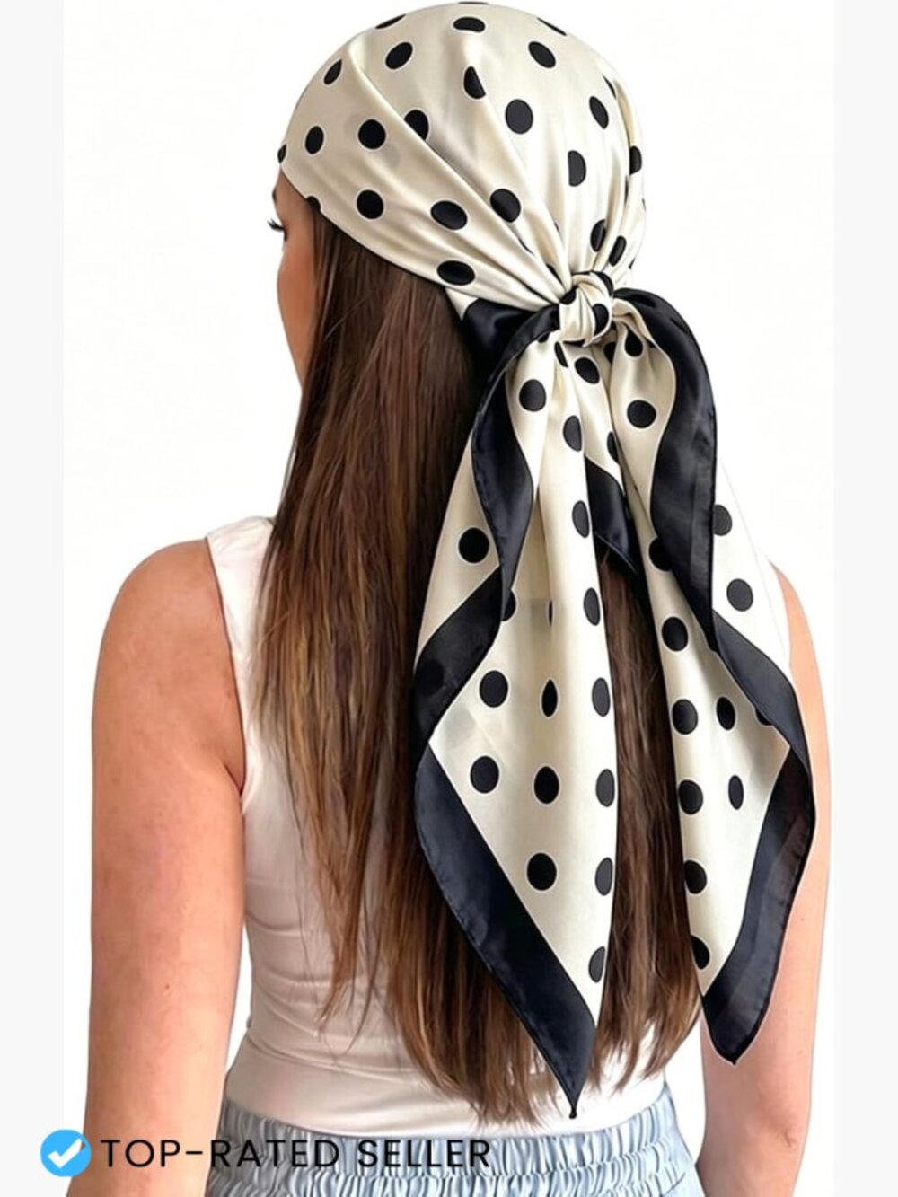 Polka Dot Vintage Square Satin Scarf Lightweight Silky Soft Hair Wrap Bandana